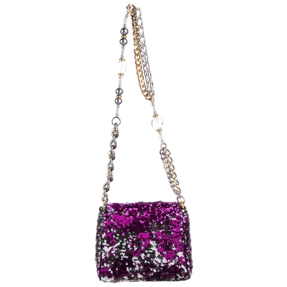 Dolce & Gabbana: Reversible Sequin Beaded Strap Miss Charles Mini Shoulder Bag - Picture 8 of 16